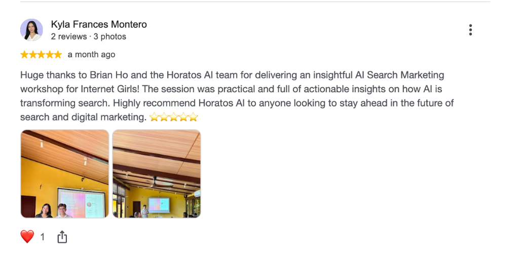 Google Review · Kyla Frances Montero · Internet Girls workshop