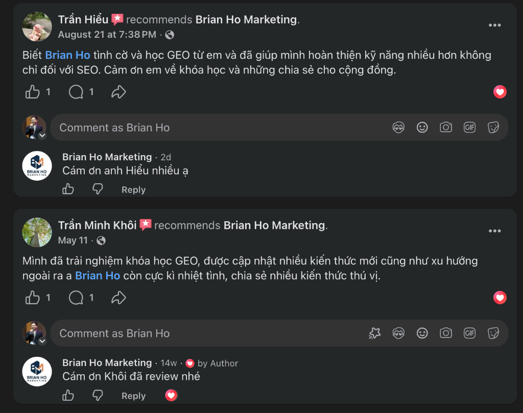 Facebook reviews · Trần Hiểu, Trần Minh Khôi