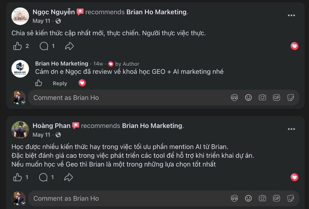 Facebook reviews · Ngọc Nguyễn, Hoàng Phan