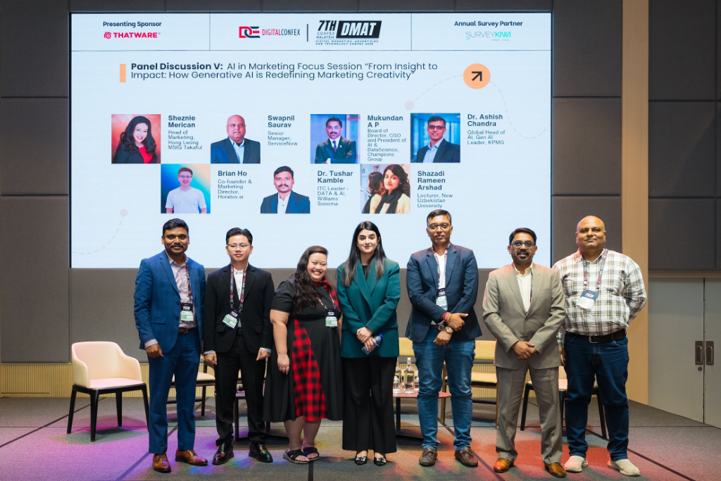 7 panelists · post-session group photo